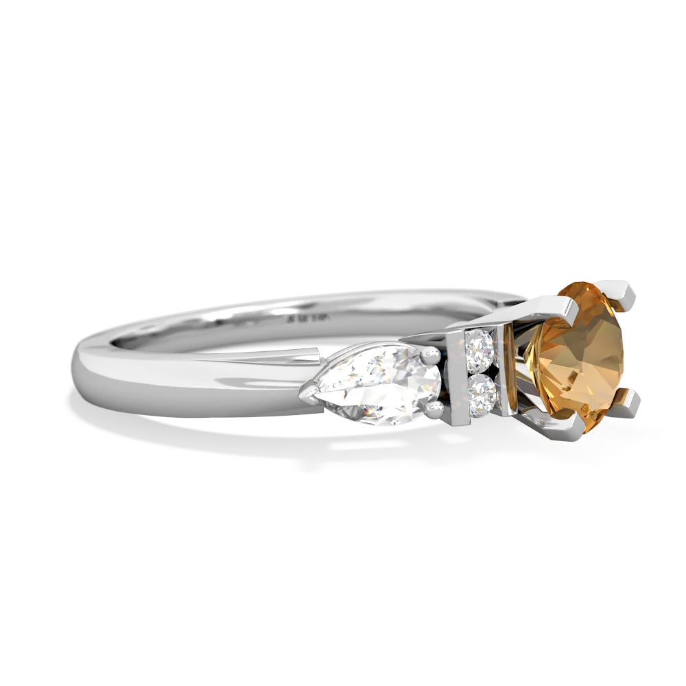 Citrine 6Mm Round Eternal Embrace Engagement 14K White Gold ring R2005