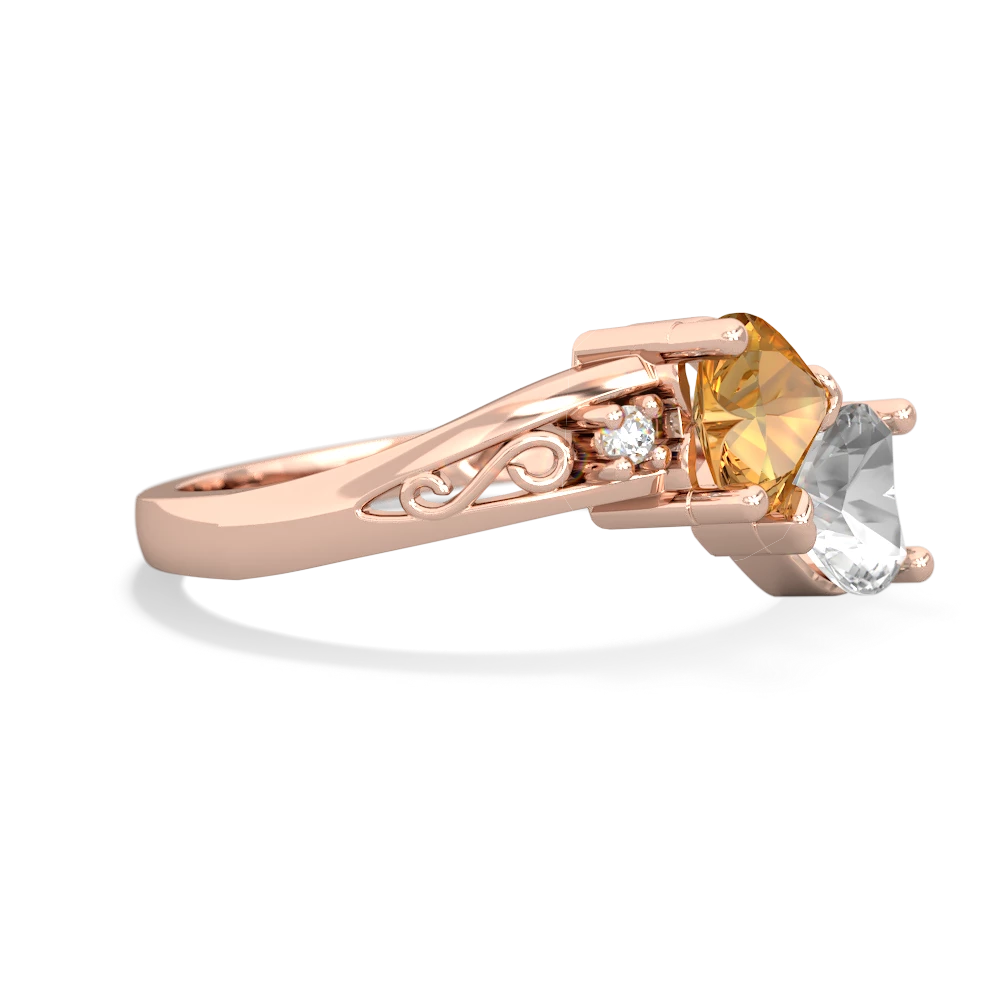 Citrine Snuggling Hearts 14K Rose Gold ring R2178