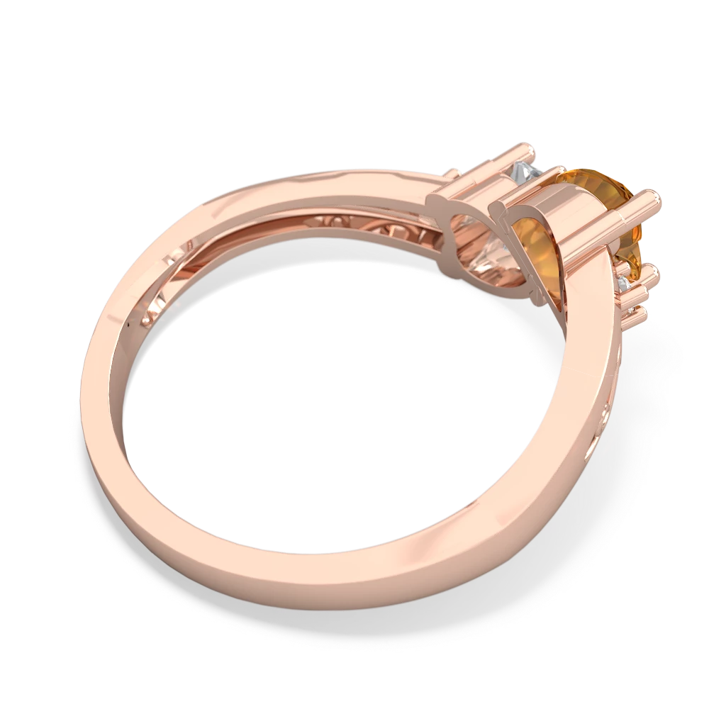 Citrine Snuggling Hearts 14K Rose Gold ring R2178