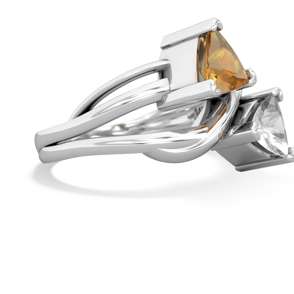 Citrine Split Band Swirl 14K White Gold ring R2341