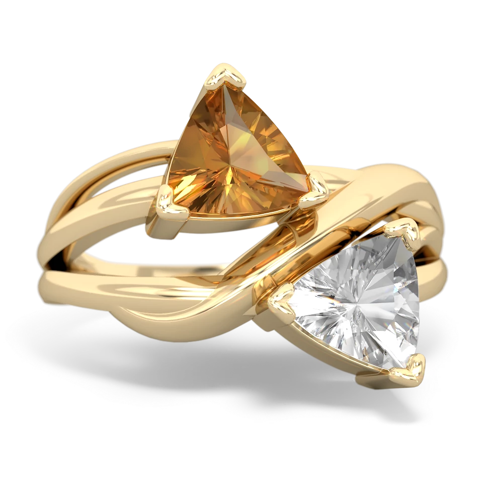 Citrine Split Band Swirl 14K Yellow Gold ring R2341