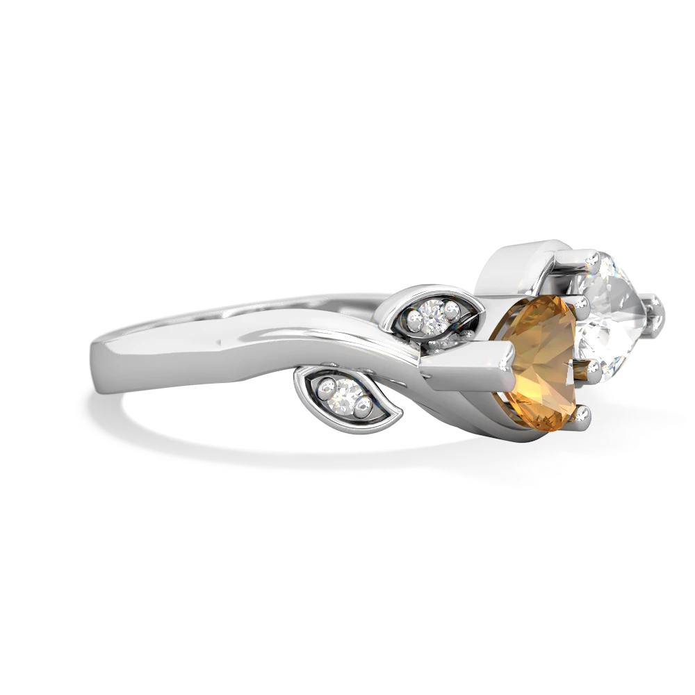 Citrine Floral Elegance 14K White Gold ring R5790