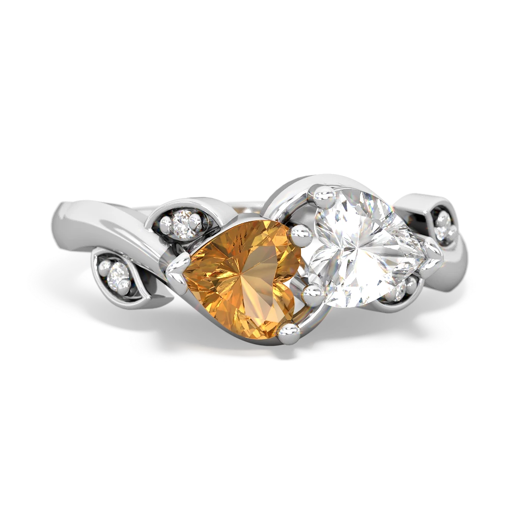 Citrine Floral Elegance 14K White Gold ring R5790