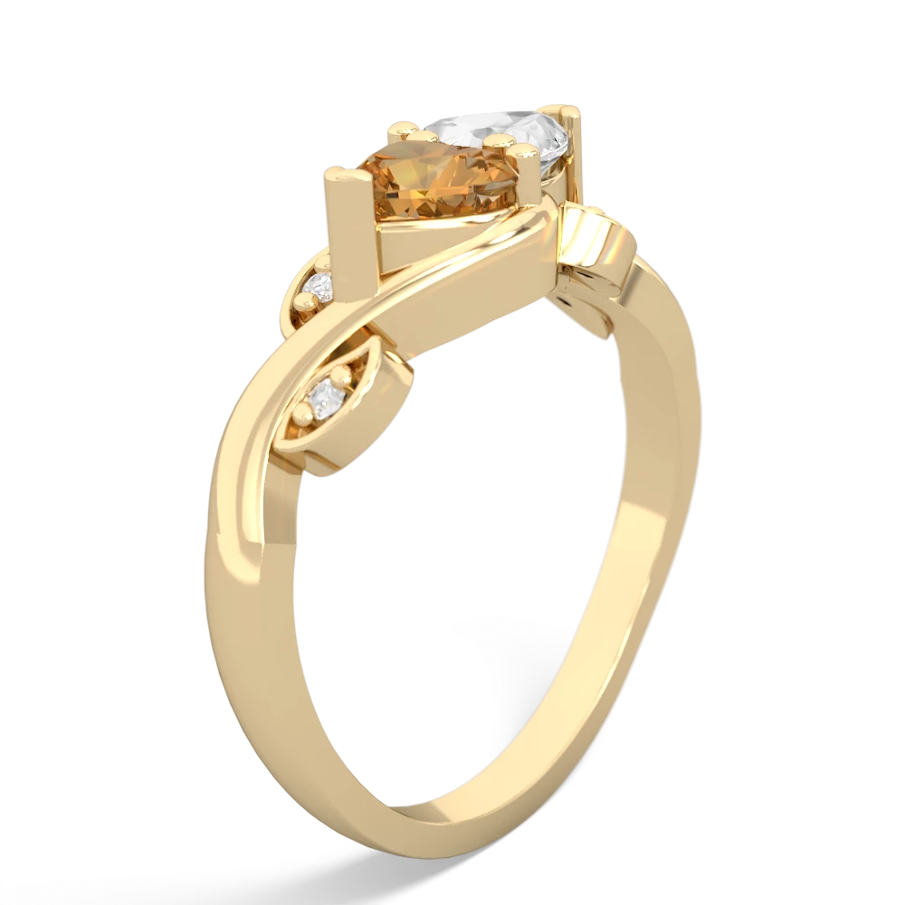 Citrine Floral Elegance 14K Yellow Gold ring R5790