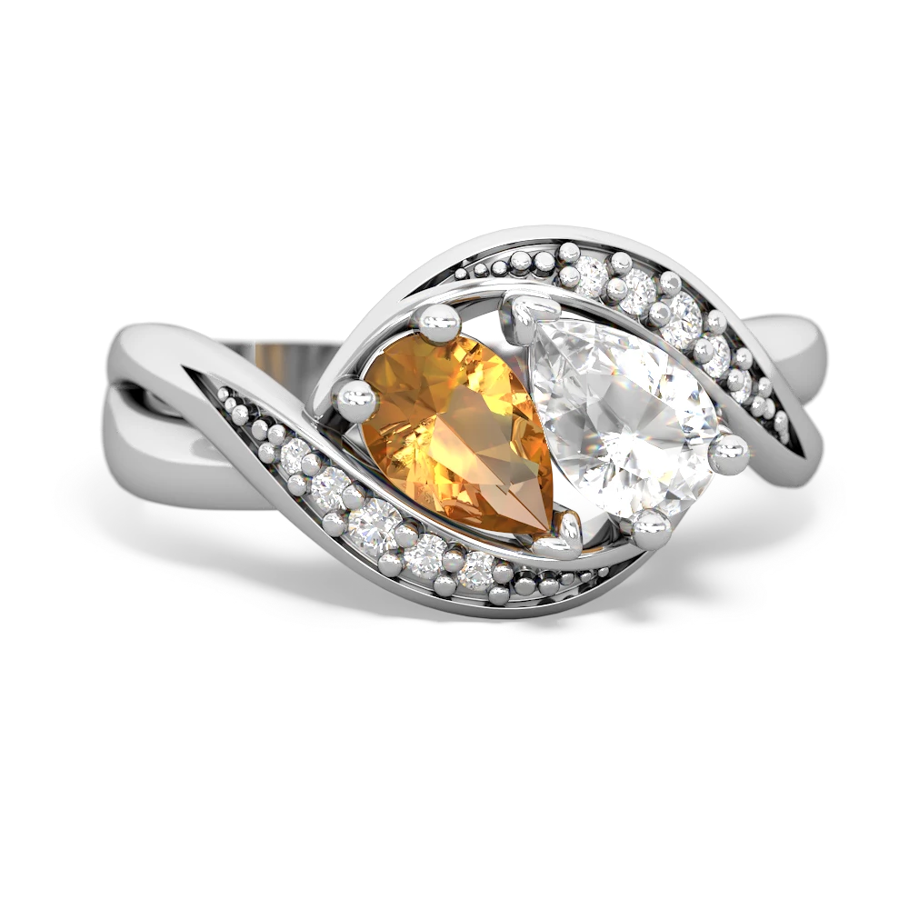 Citrine Summer Winds 14K White Gold ring R5342