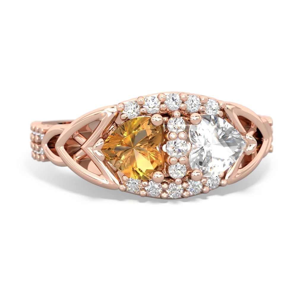 Citrine Sparkling Celtic Knot 14K Rose Gold ring R2645