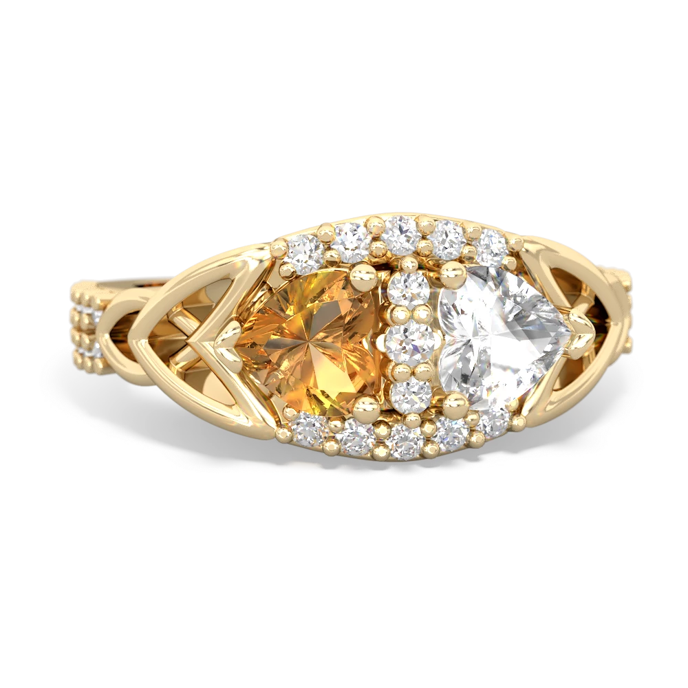 Citrine Sparkling Celtic Knot 14K Yellow Gold ring R2645