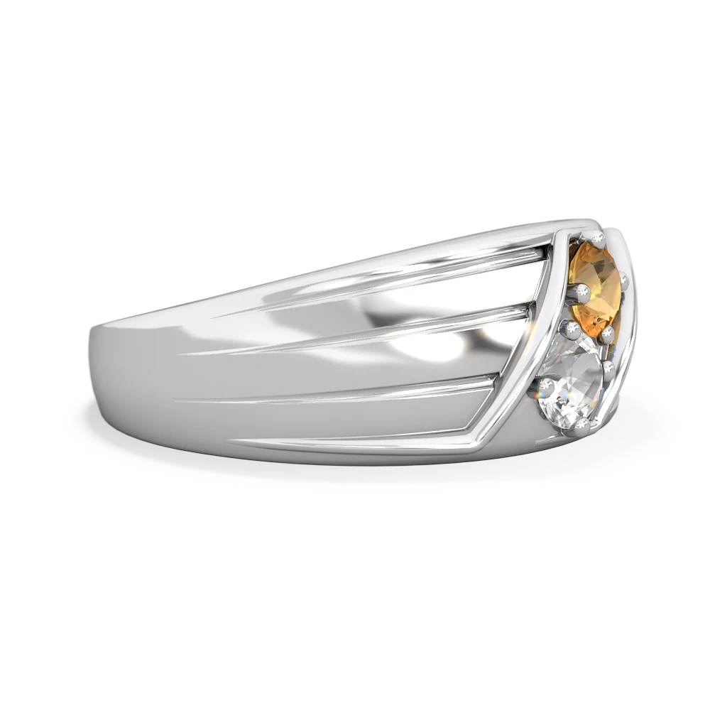 Citrine Men's Streamline 14K White Gold ring R0460