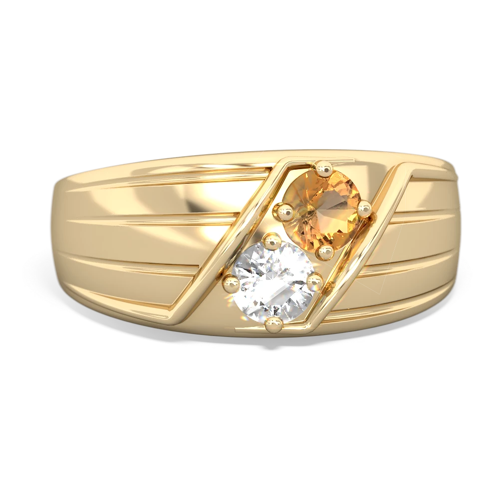 Citrine Men's Streamline 14K Yellow Gold ring R0460