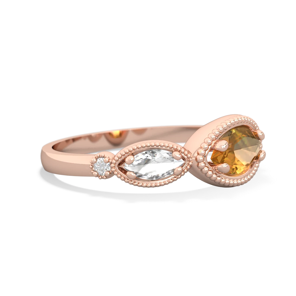Citrine Milgrain Marquise 14K Rose Gold ring R5700