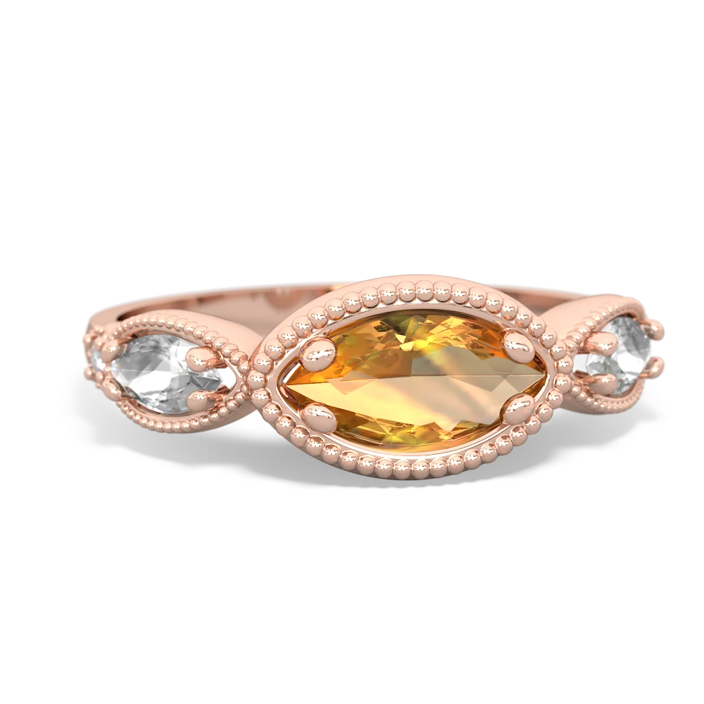 Citrine Milgrain Marquise 14K Rose Gold ring R5700