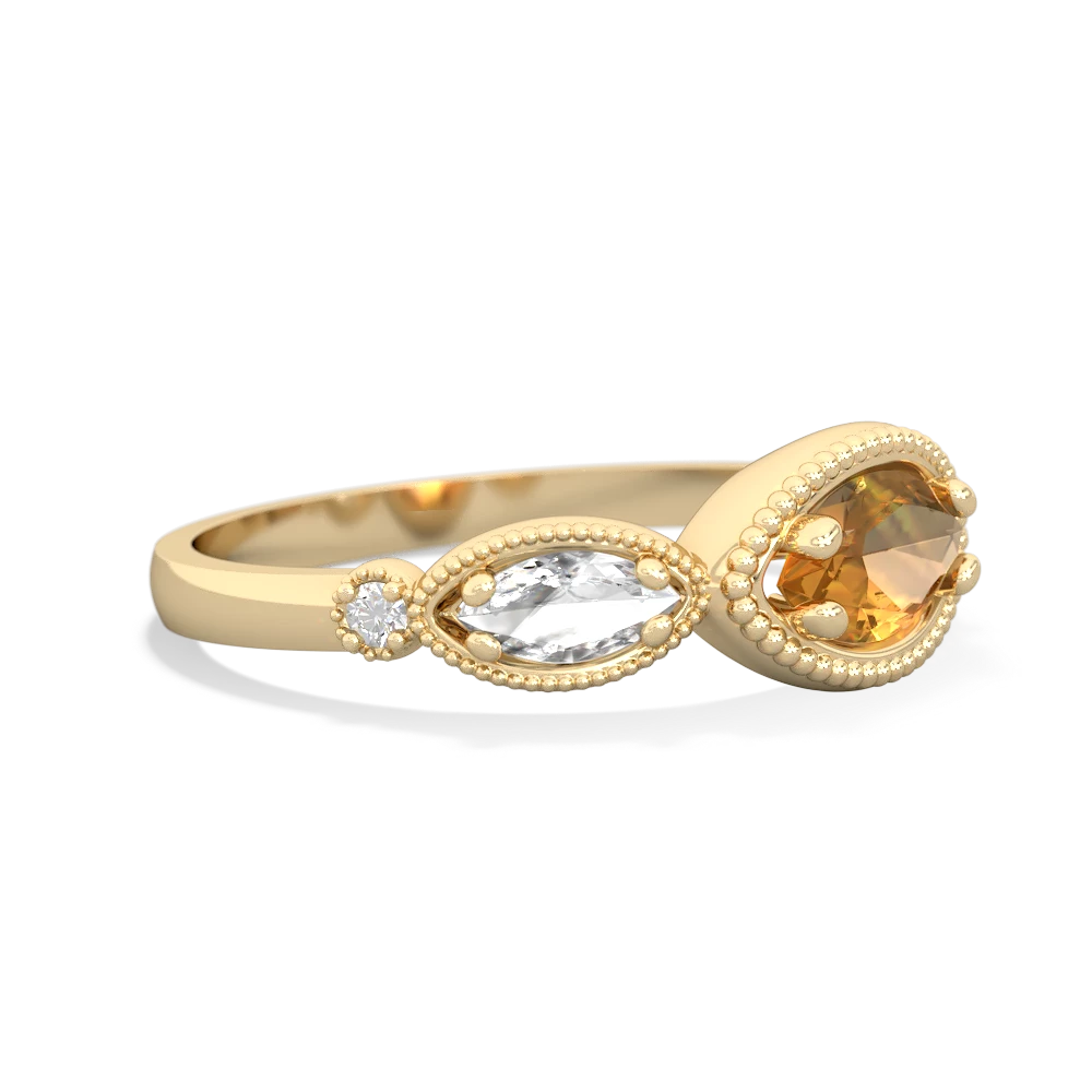 Citrine Milgrain Marquise 14K Yellow Gold ring R5700