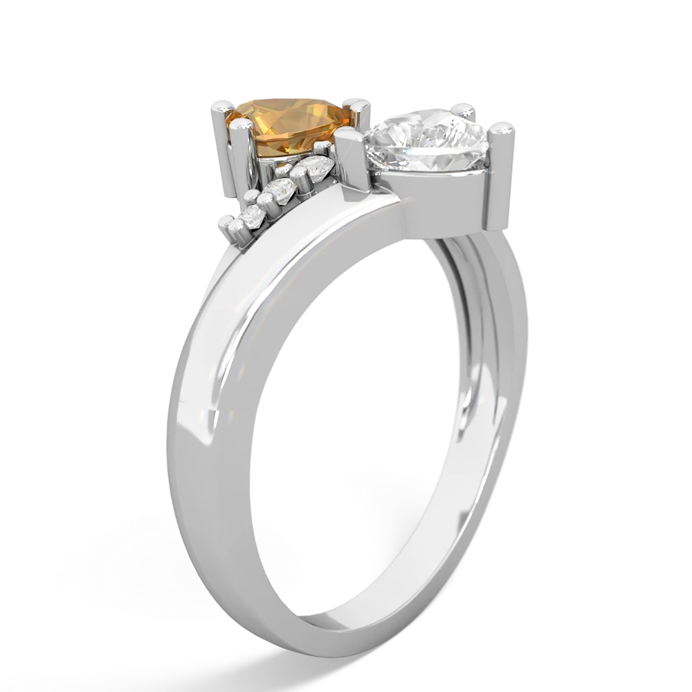 Citrine Heart To Heart 14K White Gold ring R2064