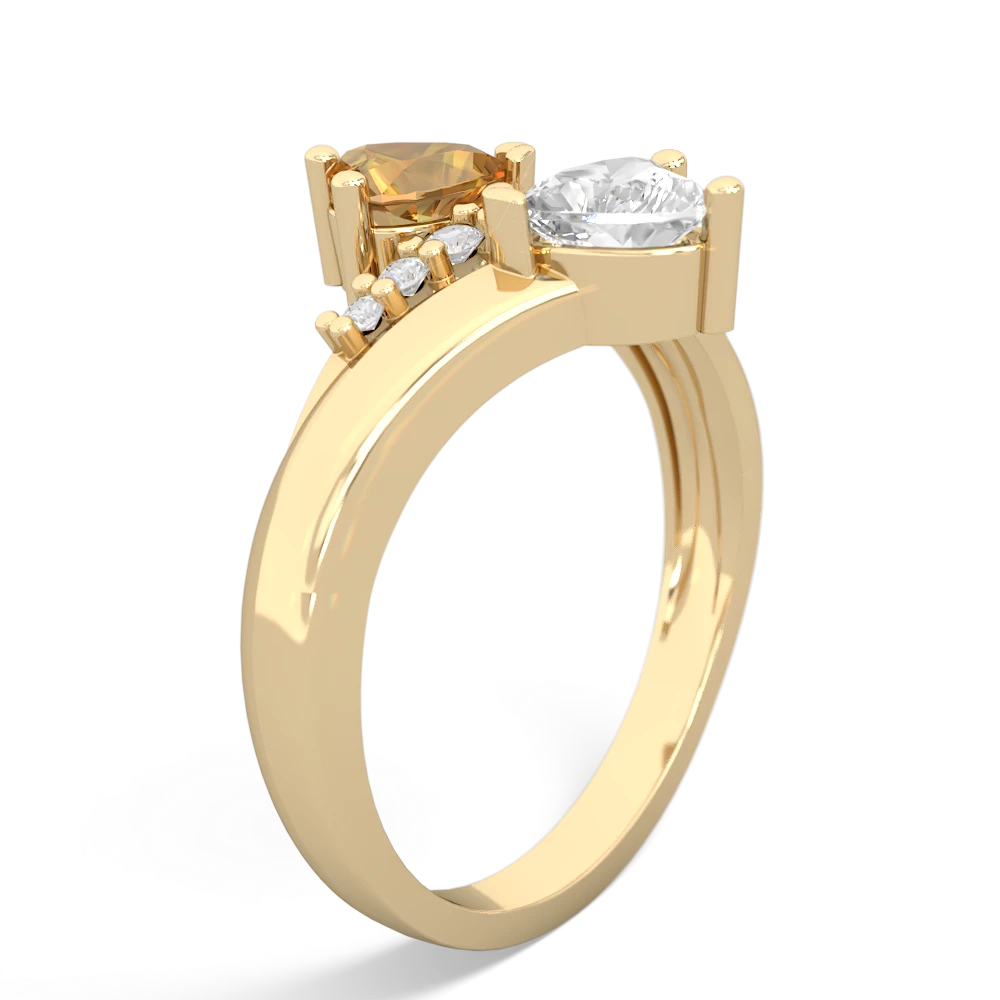 Citrine Heart To Heart 14K Yellow Gold ring R2064