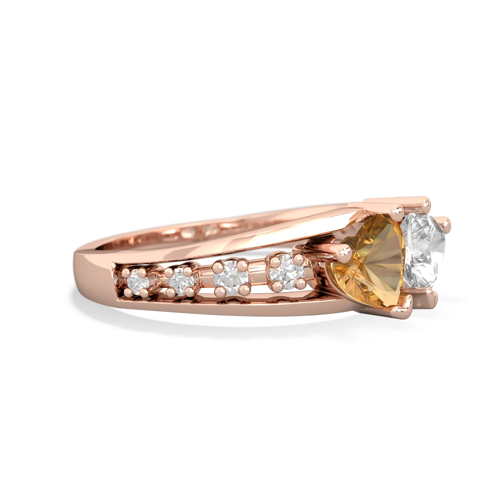 Citrine Heart To Heart 14K Rose Gold ring R3342