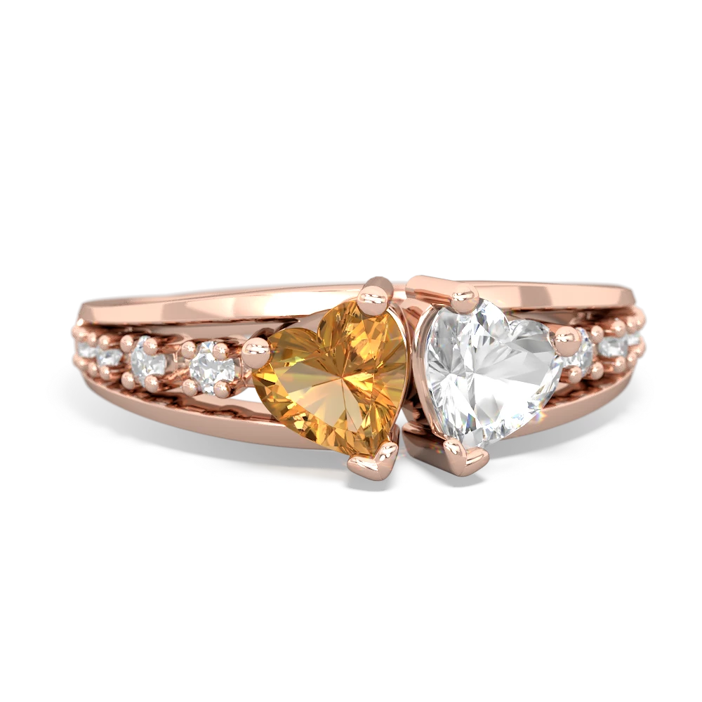 Citrine Heart To Heart 14K Rose Gold ring R3342