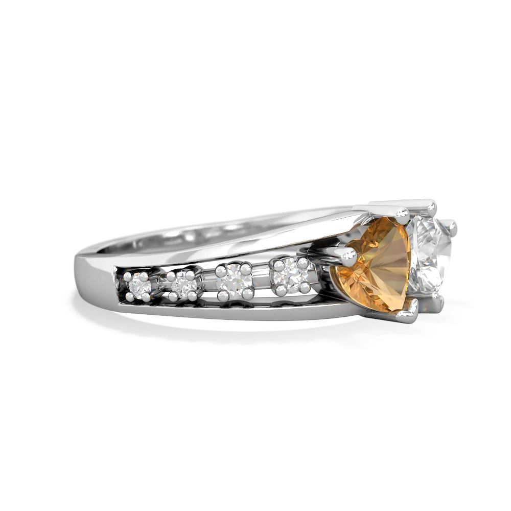 Citrine Heart To Heart 14K White Gold ring R3342