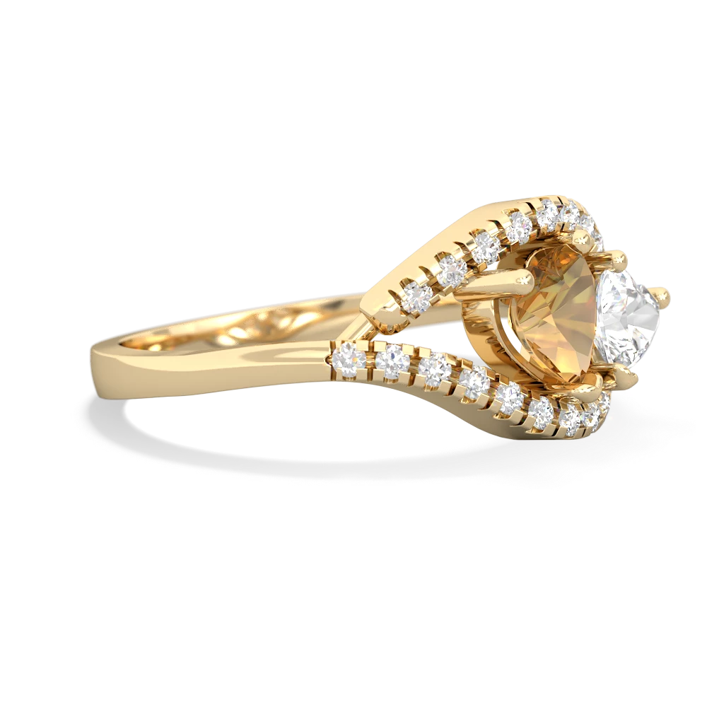 Citrine Mother And Child 14K Yellow Gold ring R3010