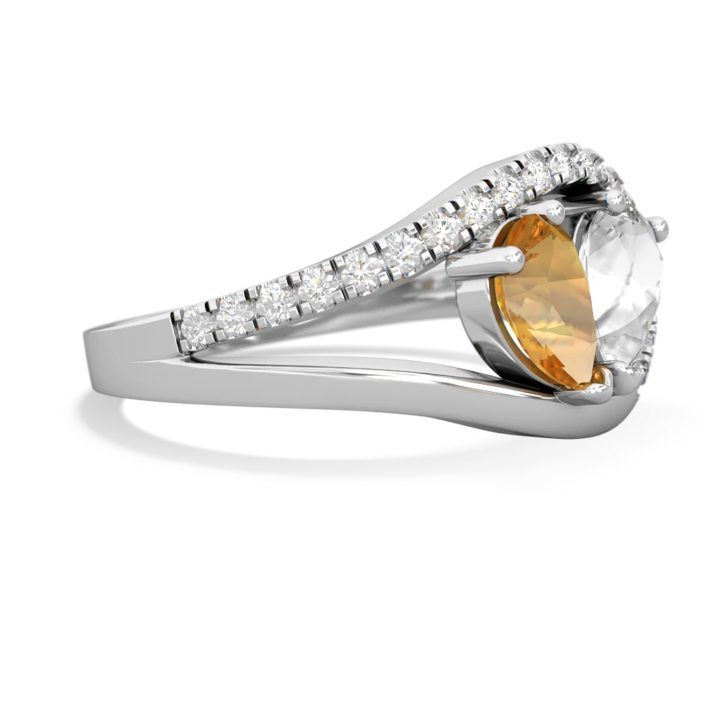 Citrine Nestled Heart Keepsake 14K White Gold ring R5650