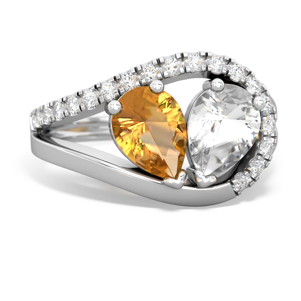 Citrine Nestled Heart Keepsake 14K White Gold ring R5650
