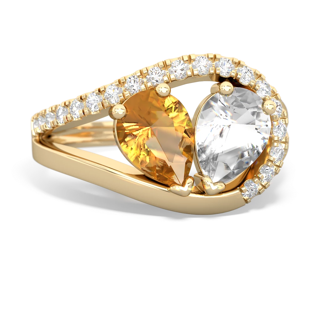 Citrine Nestled Heart Keepsake 14K Yellow Gold ring R5650