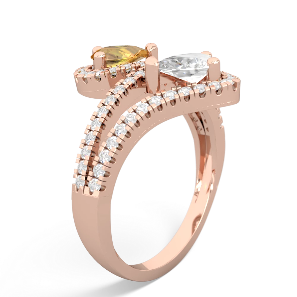 Citrine Diamond Dazzler 14K Rose Gold ring R3000