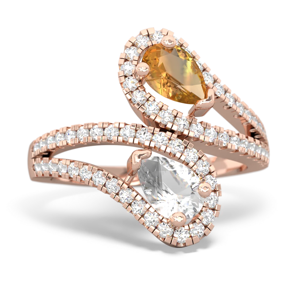 Citrine Diamond Dazzler 14K Rose Gold ring R3000