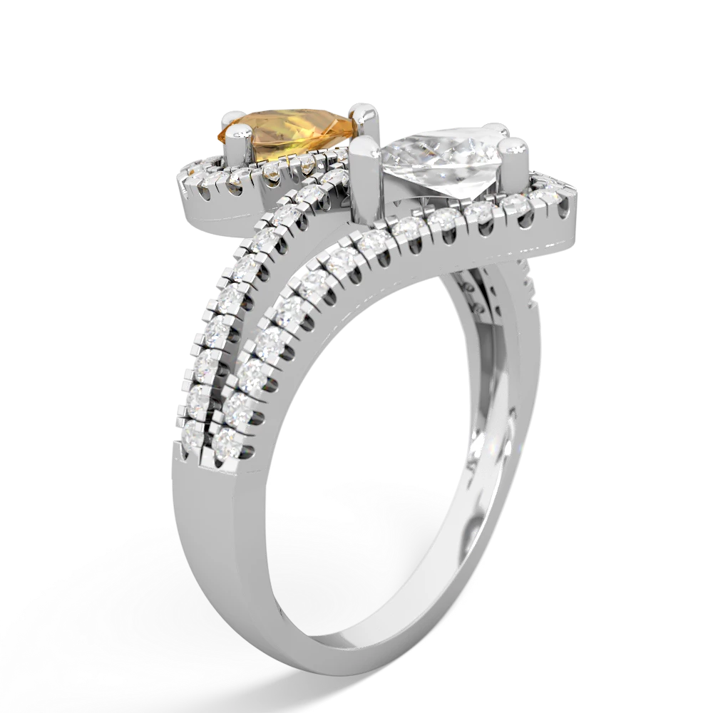 Citrine Diamond Dazzler 14K White Gold ring R3000