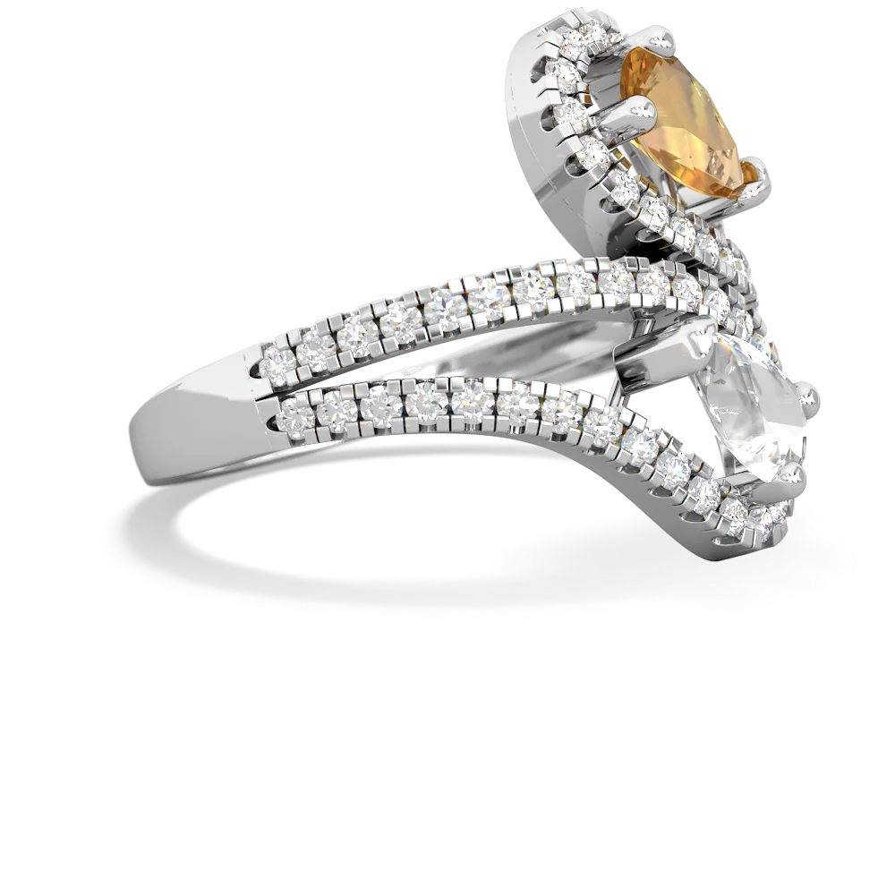 Citrine Diamond Dazzler 14K White Gold ring R3000