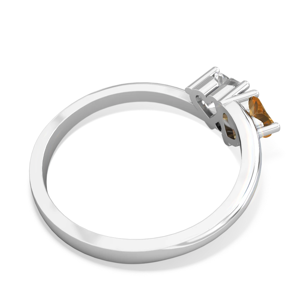 Citrine Sweethearts 14K White Gold ring R5260