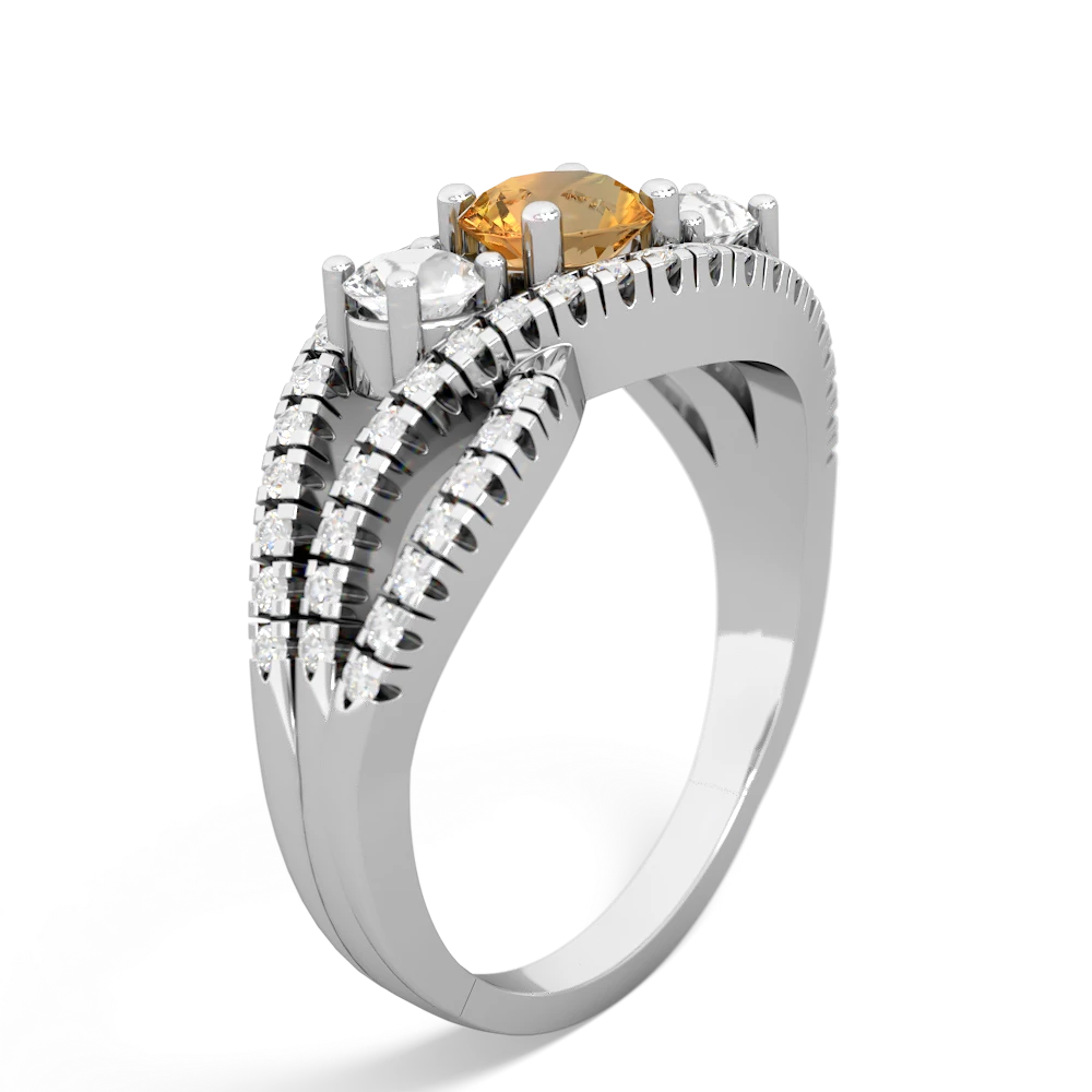 Citrine Three Stone Aurora 14K White Gold ring R3080