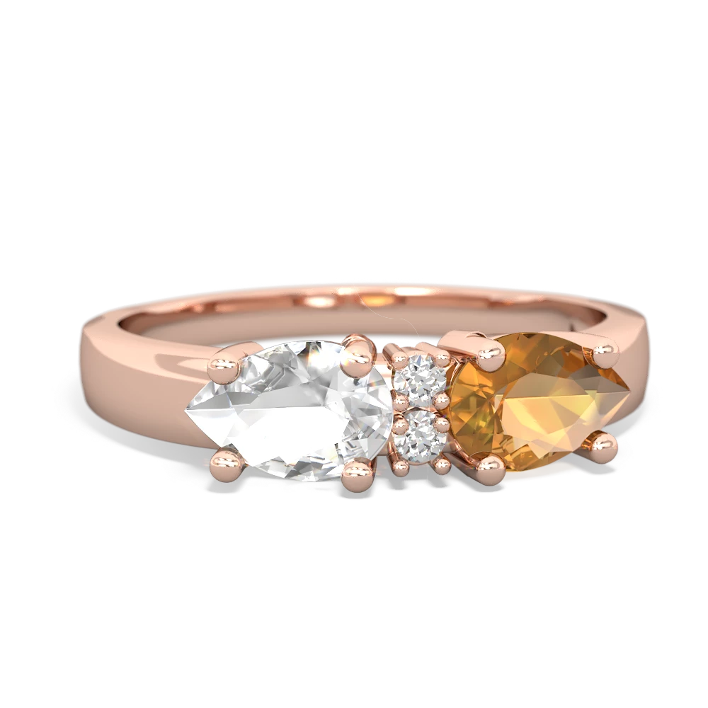 Citrine Pear Bowtie 14K Rose Gold ring R0865