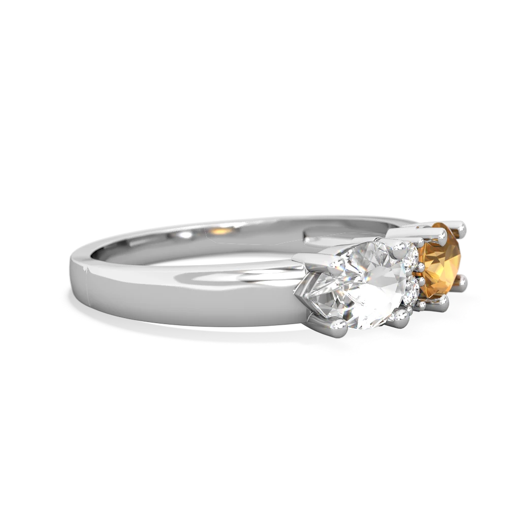 Citrine Pear Bowtie 14K White Gold ring R0865