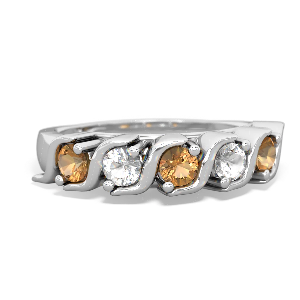 Citrine Anniversary Band 14K White Gold ring R2089