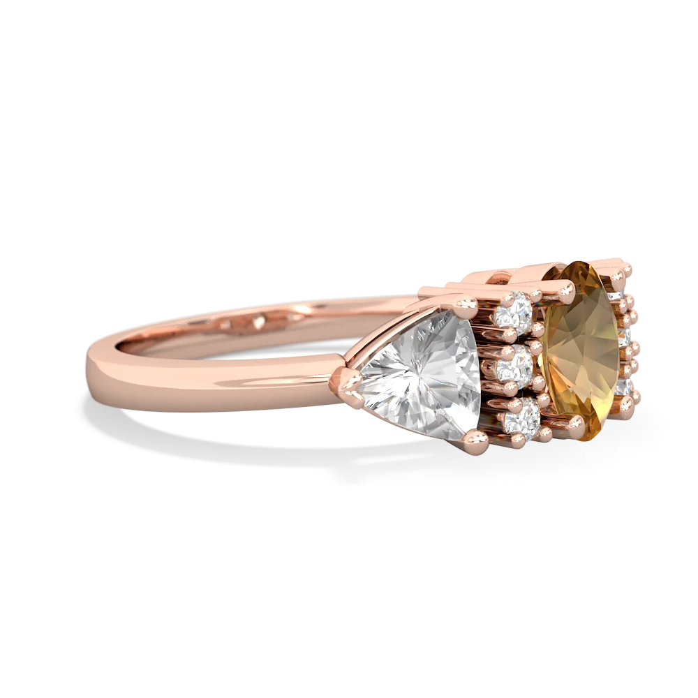 Citrine Antique Style Three Stone 14K Rose Gold ring R2186