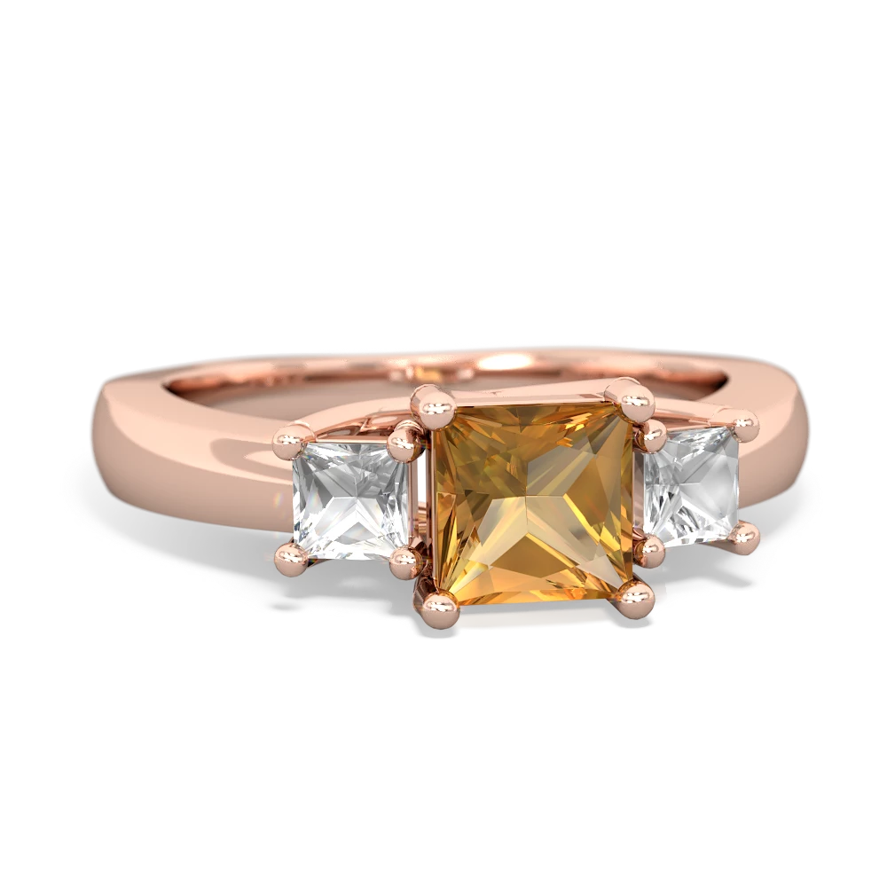 Citrine Three Stone Trellis 14K Rose Gold ring R4015