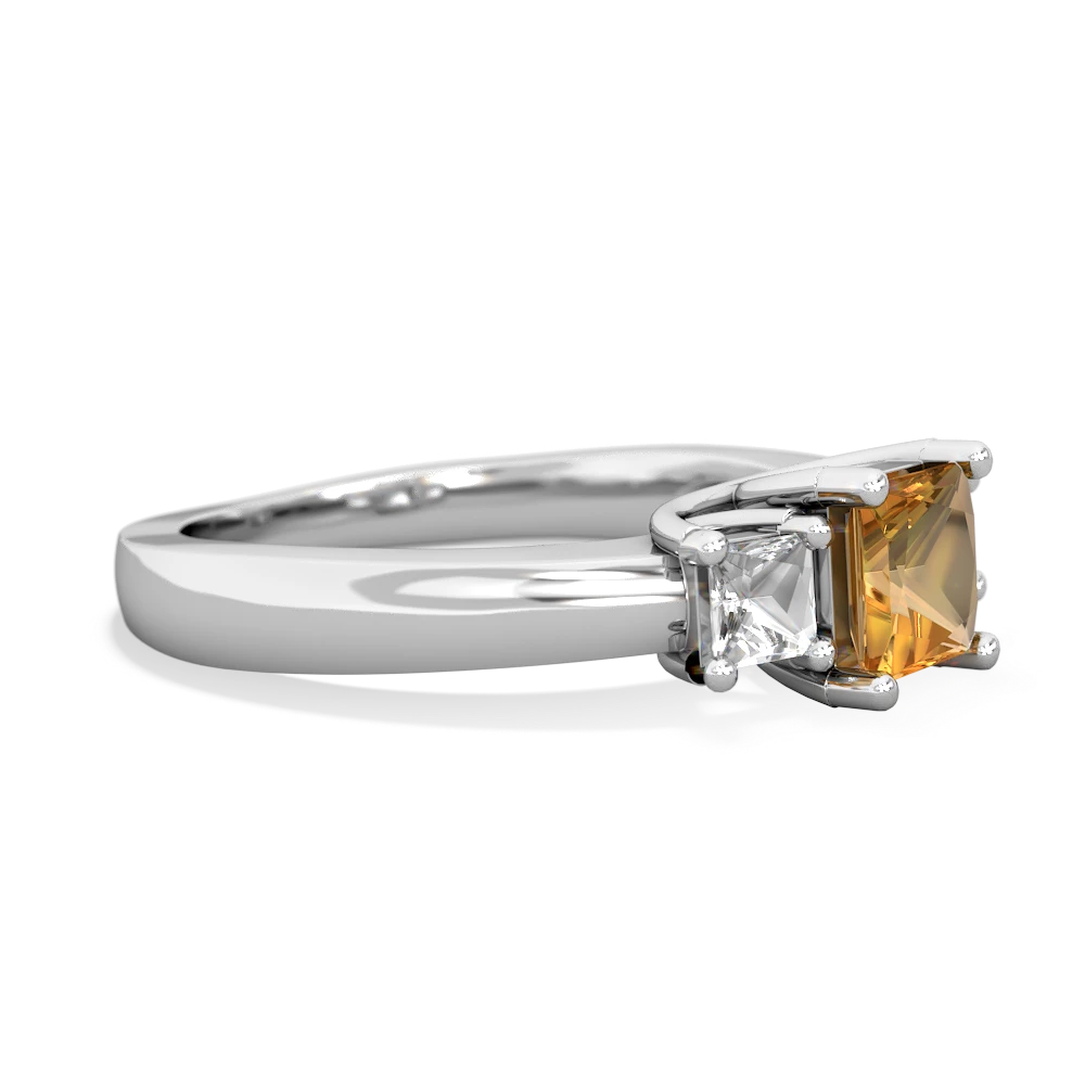 Citrine Three Stone Trellis 14K White Gold ring R4015