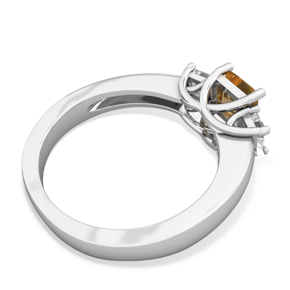 Citrine Three Stone Trellis 14K White Gold ring R4015