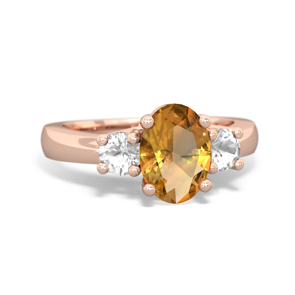 Citrine Three Stone Oval Trellis 14K Rose Gold ring R4024