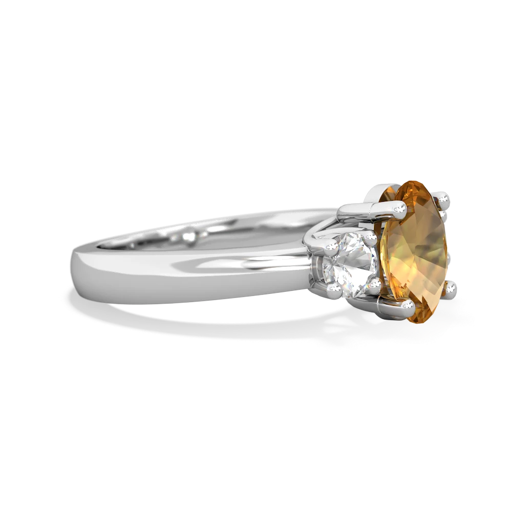 Citrine Three Stone Oval Trellis 14K White Gold ring R4024