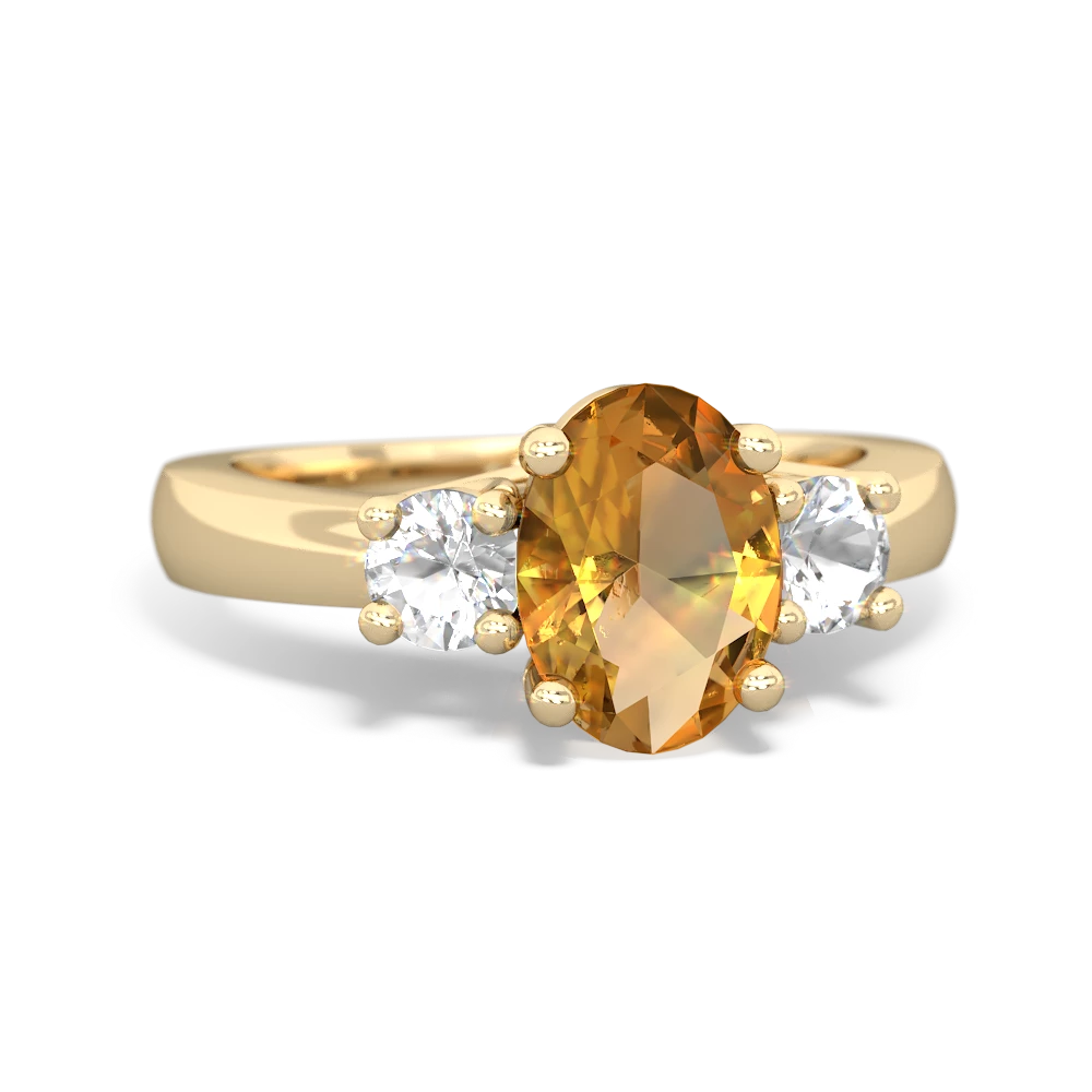 Citrine Three Stone Oval Trellis 14K Yellow Gold ring R4024