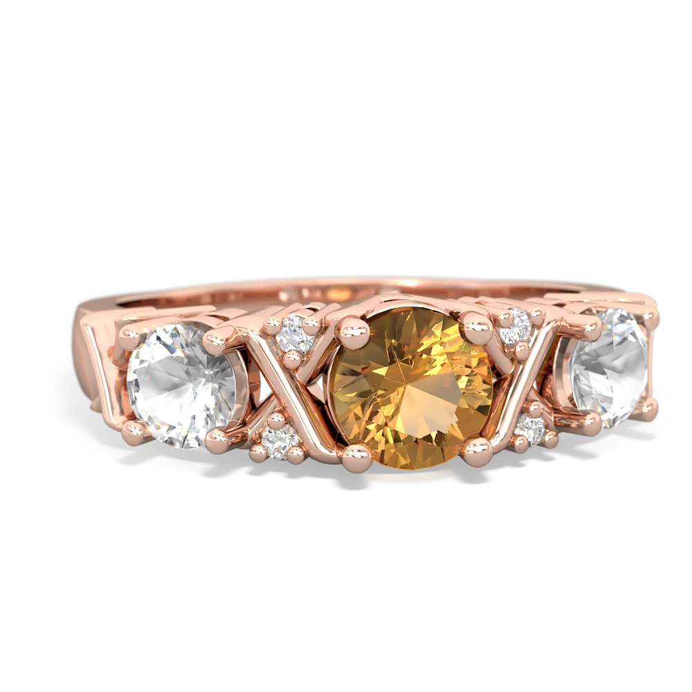 Citrine Hugs And Kisses 14K Rose Gold ring R5016