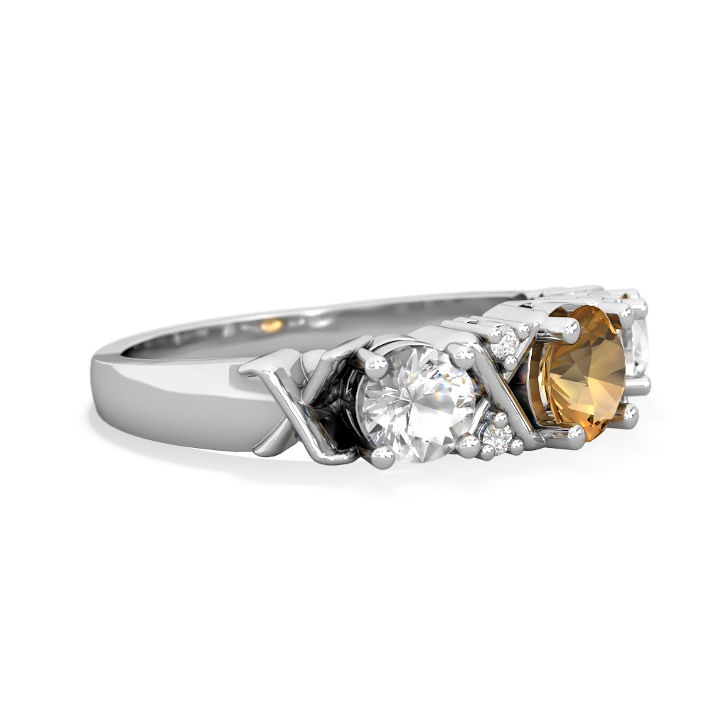 Citrine Hugs And Kisses 14K White Gold ring R5016