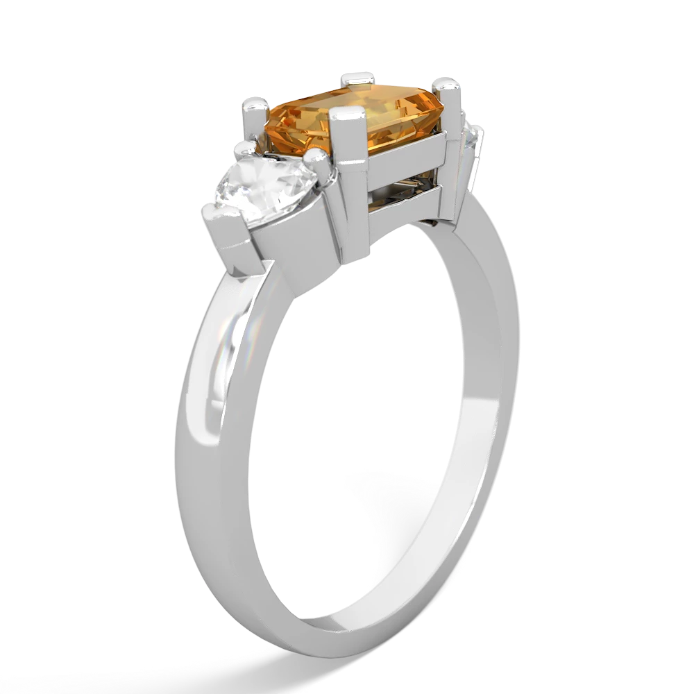 Citrine Three Stone 14K White Gold ring R5235