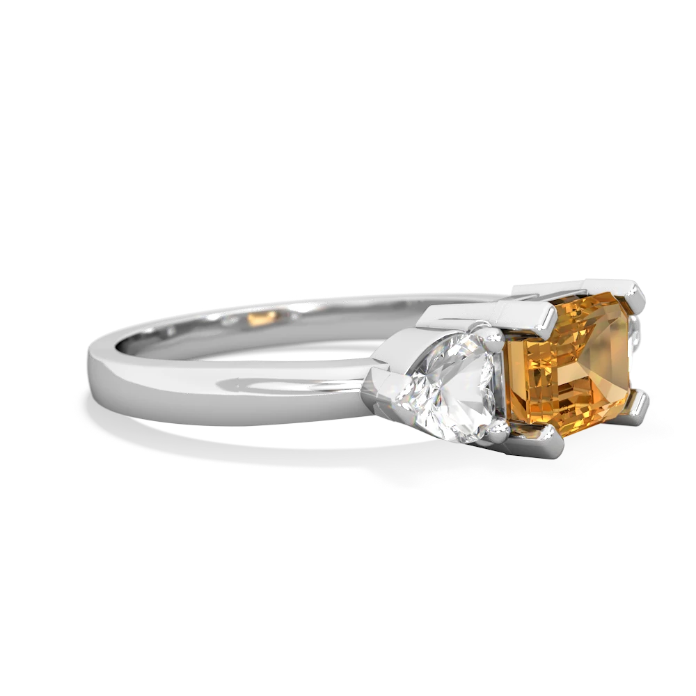 Citrine Three Stone 14K White Gold ring R5235