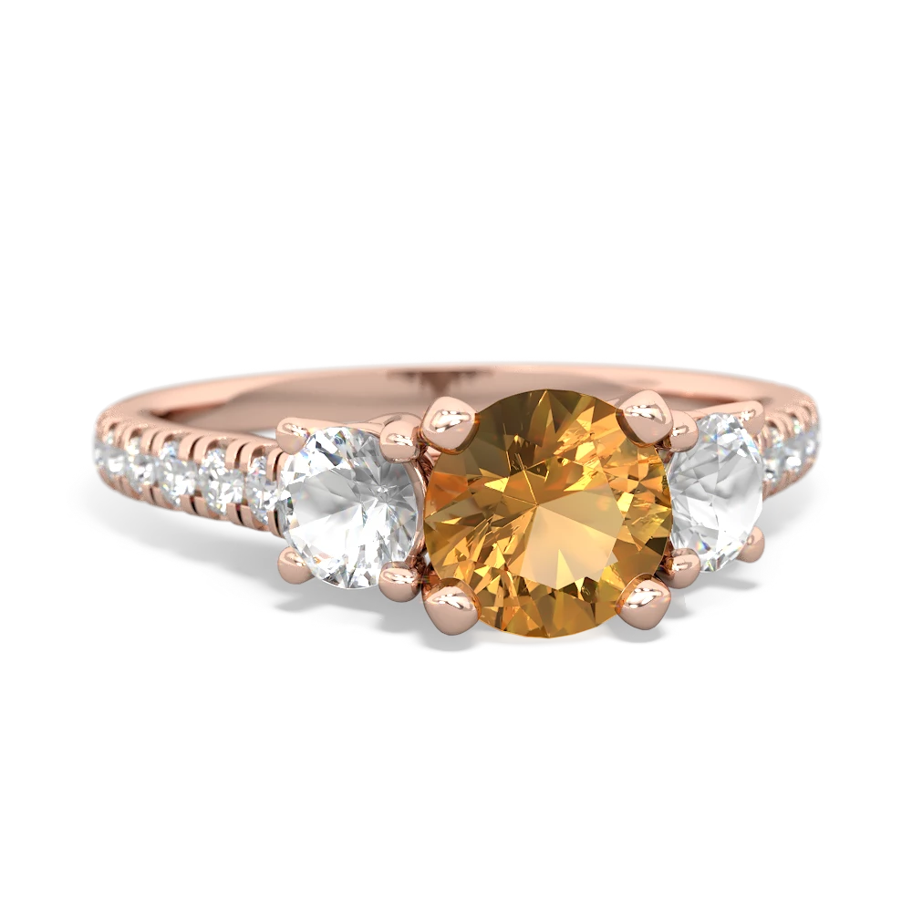 Citrine Pave Trellis 14K Rose Gold ring R5500