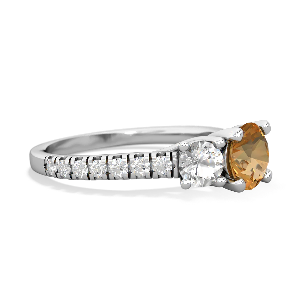 Citrine Pave Trellis 14K White Gold ring R5500