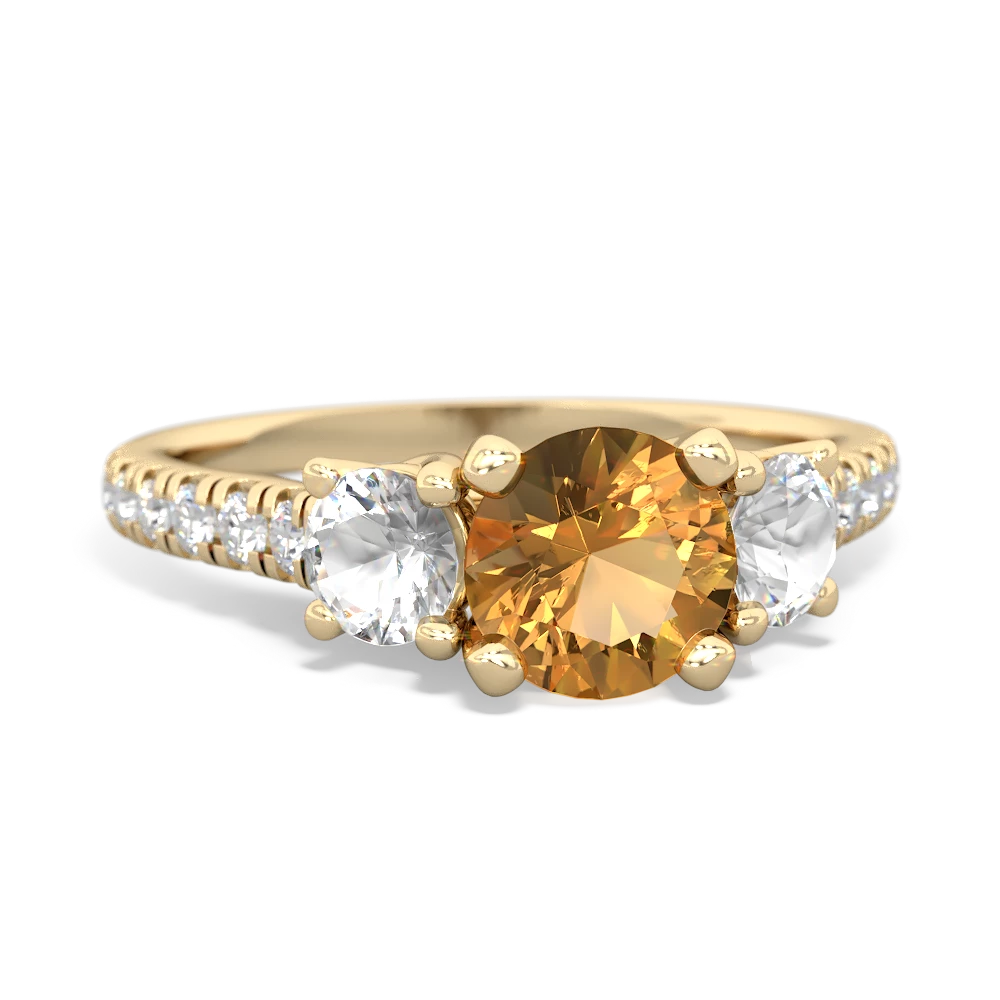 Citrine Pave Trellis 14K Yellow Gold ring R5500