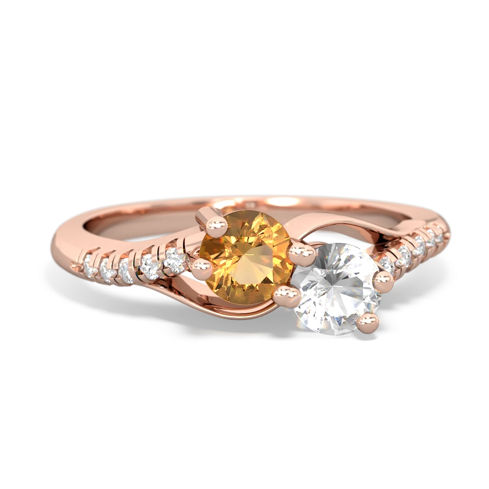 Citrine Infinity Pave Two Stone 14K Rose Gold ring R5285