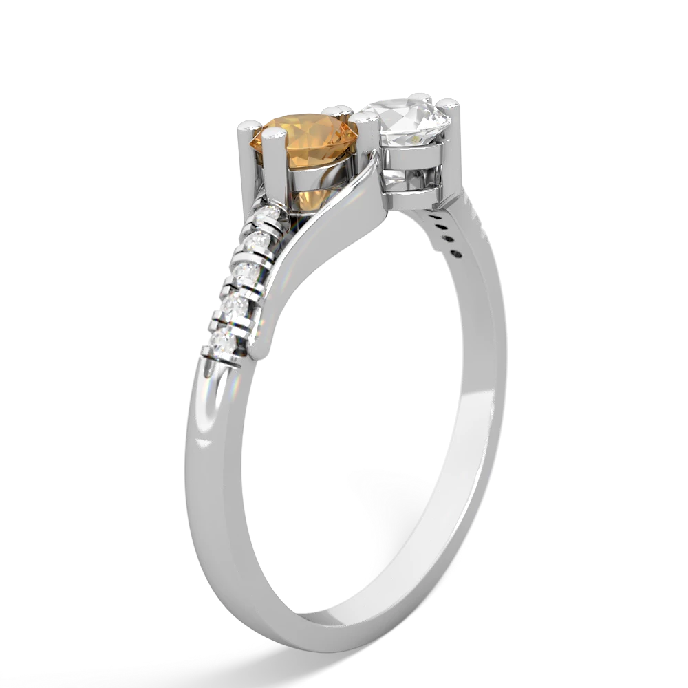 Citrine Infinity Pave Two Stone 14K White Gold ring R5285